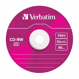 Диск CD Verbatim CD-RW 700Mb 12X SlimBox 5шт Color (43167) - мініатюра 3