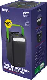 Trust Акумулятор портативний літій-іонний power bank Redoh XXL, 50000мА·год, 3хUSB-A/USB-C, 20W, чорний - мініатюра 10