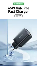 Зарядний пристрій адаптер блок Rocoren 65 W G651A2CK GaN Pro Fast Charger - мініатюра 2