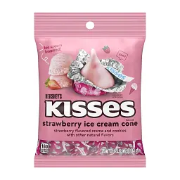 Шоколадні цукерки Hershey's Kisses Strawberry Ice Cream Cone Flavored Candy Bag 118 г