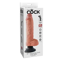 Реалістичний вібратор Pipedream King Cock With Balls 10" 29 см тілесний - мініатюра 6