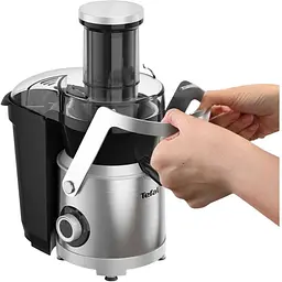 Соковитискач Tefal Nutri XXL відцентрований 1000 Вт чаша 0.8 л жмих 2.2 л жолоб на ціле яблуко пластик/метал чорно-сірий (ZE660D10) - мініатюра 3