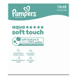 Дитячі вологі серветки Pampers Aqua Soft Touch 864 шт. - мініатюра 2