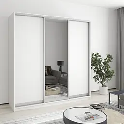 Шафа-купе тридверна MebelStar Стандарт AL 2ДСП/Дзеркало 200x60x240 см Аляска білий (MBS-1527)