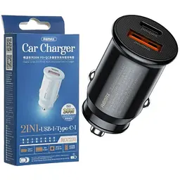 Автомобільний зарядний пристрій Remax RCC231 USB-QC3.0 PD3.0 Type-C (4.5A/30W) Black - мініатюра 2