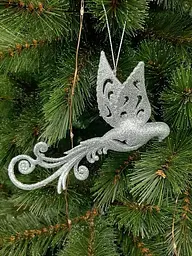 Прикраса декоративна House of Seasons Пташка 9х2х16 см срібляста (8718861799439) - мініатюра 2