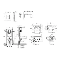Комплект 4 в 1: Інсталяція GROHE Rapid SL 3 в 1 3884966Q + Унітаз безободковий Kroner Armada WHI513636 RIMLESS з сидінням Slim Duroplast / Soft-close / Quick relase KA513636WHIR (3884966KA513636) - мініатюра 2