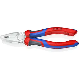 Пасатижі (плоскогубці) комбіновані Ø12,0 мм, 180 мм KNIPEX 03 05 180, хромовані
