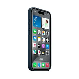 Чехол для Apple iPhone 15 Pro, FineWoven Case with MagSafe, синий, защитная накладка из материала FineWoven, противоударный, для iPhone, защита всего корпуса, поддержка беспроводной зарядки и MagSafe, (ARM71985) - мініатюра 3