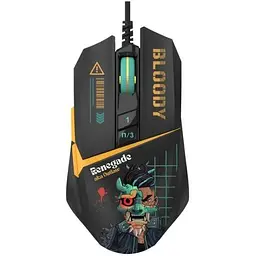Миша A4Tech W63 Max Renegade, Midnight, USB, оптична (сенсор MAX BC3332-A 12K), 100 - 12 000 dpi, 250 IPS, 6 кнопок, RGB підсвічування