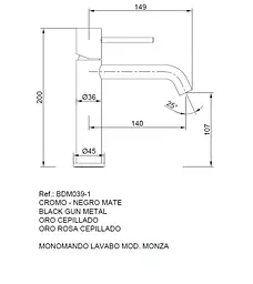 Змішувач для умивальника Imex Monza PVD графіт BDM039-1BGM, Графит - мініатюра 4