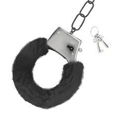 Наручники Crushious Love Cuffs Furry (чорний) - мініатюра 3