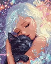 Картина за номерами Люди. Обійми котика 40x50 см Ідейка KHO 8540