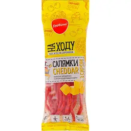 Набір: кабаноси Дмитрук Cheese курячі з сиром 80 г + ковбаски Глобино Салямки з сиром Cheddar сирокопчені вищий сорт 70 г - мініатюра 3