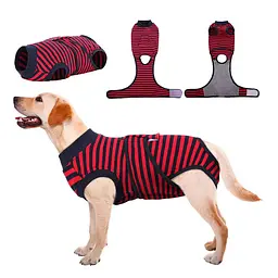 Післяопераційна попона для собак Wan Talk Recovery Suit, Red Stripe, 5XL