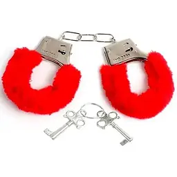 Ніжні BDSM-наручники Хутряні кордони з ключем One Size червоні