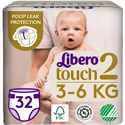 Подгузники Libero Touch 2 (3-6 кг), 32 шт. (7978/806858)