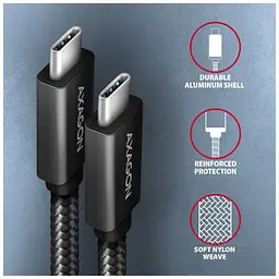 Дата кабель USB-C to USB-C 2.0m USB 3.2 Gen 2 PD 100W 5A 4K black AXAGON (BUCM32-CM20AB) - мініатюра 5