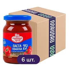 Упаковка томатної пасти Маленький кухар пастеризована 25% 1.08 кг (180 г х 6 шт.)