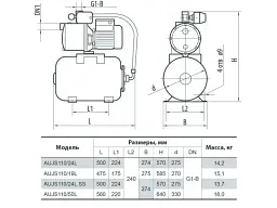 Насосна станція NPO AUJS 110/24L (4823072204901) - мініатюра 2