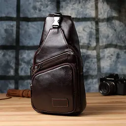 Практична сумка через плече з натуральної шкіри Vintage 23050 коричнева - мініатюра 9
