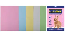 Набір паперу кольорового PASTEL, А4, 5 кольорів, 50 аркушів, 80 г/м²