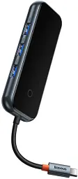 USB-хаб Baseus AcmeJoy 4-Port Type-C HUB Adapter (Type-C to USB3.0*3+Type-C PD&Data *1) WKJZ010013 Dark Grey - мініатюра 6