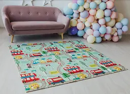 Дитячий двосторонній складаний килимок Poppet Транспорт і Зоопілоти, 200х180 см (PP005-200) - мініатюра 7