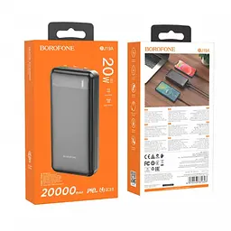 Павербанк на кілька входів зовнішній чорний акумулятор Power bank Borofone BJ19A PD20W+QC3.0 20000mAh - мініатюра 6