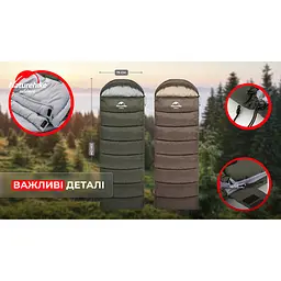 Спальник з капюшоном Naturehike U350 NH20MSD07, (1°C), лівий, зелений - мініатюра 12