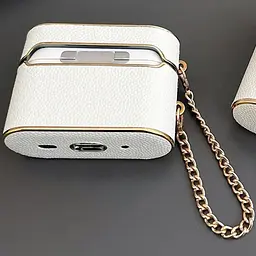 Шкіряний футляр Suitcase для навушників AirPods 3 White - мініатюра 4