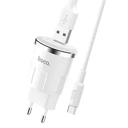 Мережевий зарядний пристрій 1USB Hoco C37A 2.4A White + USB Cable XiaomicroUSB