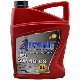 Олива моторна синтетична Alpine RSL 5W-40 С3 Покращена RSL LA API SN/CF MB-229.51 BMW LL-04 5 л (23438)
