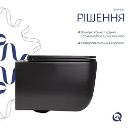 Унітаз підвісний Qtap Gemini Ultra Quiet, з сидінням Slim Duroplast/ Soft-close/ Quick Release QT2533076EUQMB - мініатюра 7