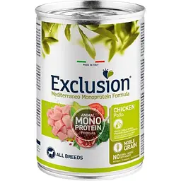 Вологий корм для дорослих собак усіх порід Exclusion Noble Grain Adult Chicken All Breed з м`ясом курки 400 г