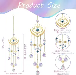 DEMIUKO Evil Eye Sun Catcher Кришталева підвісна прикраса Wind Chimes Sun Catchers Bead Prism Rainbow Maker Wall Pendant - мініатюра 2
