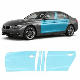 Антигравійна захисна бронеплівка за лекалами для BMW 3 Series F30 facelift 2015-2019 - зони дверей і стійки вікон