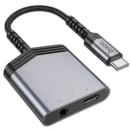 Перехідник Hoco LS 39 Type-C to Type-C + 3.5 mm Metal gray
