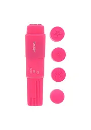Вібромасажер з насадками Toy Joy Funky Massager, 10х2.5 см (рожевий) - мініатюра 2