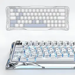 Ігрова дротова магнітна клавіатура GravaStar Mercury V60 Pro Deluxe Edition / Magnetic GravaStar UFO Switch / with Keycap Set / Chrome Silver - мініатюра 8