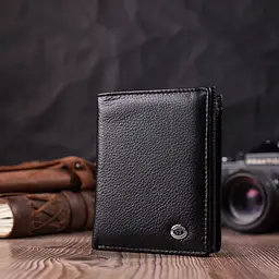 Гаманець вертикального формату з натуральної шкіри ST Leather 22474 чорний