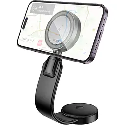 Автотримач із бездротовою зарядкою Hoco HW29 Totem Ring Magnetic Wireless Black Metal Gray [140687] - мініатюра 5
