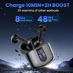 Бездротові навушники S05-0699, Bluetooth 5.3, Deep Bass, 48г, LED-дисплей, IPX7, мікрофон (Чорні) - мініатюра 4