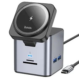 Бездротове зарядне + підставка + хаб + кардрідер Hoco HB49 Effortless 9-in-1 100W - мініатюра 4