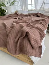 Покривало Zeintex Косичка бавовняне коричневе 230х320 см