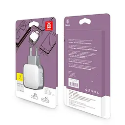 Мережевий зарядний пристрій Baseus Letour 2USB 2.4A ZCL2B-B02 White-Grey - мініатюра 2