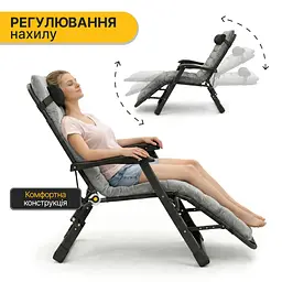 Розкладне крісло ліжко з оксамитовим матрацом LEOBRO Grey (LB-FCB-G4-GRY) - мініатюра 7