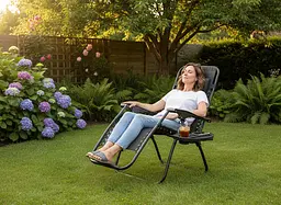 Шезлонг GardenLine Relax Black до 130 кг.! - мініатюра 2