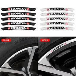 Емблема обода колеса Honda 4 шт Алюміній наклейка на диски на скотчі Сірі - мініатюра 3