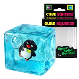 Антистрес Сквіш Кубик льоду з Пінгвіном Cube Squeeze 5.5см прозорий гелевий куб для рук Блакитний